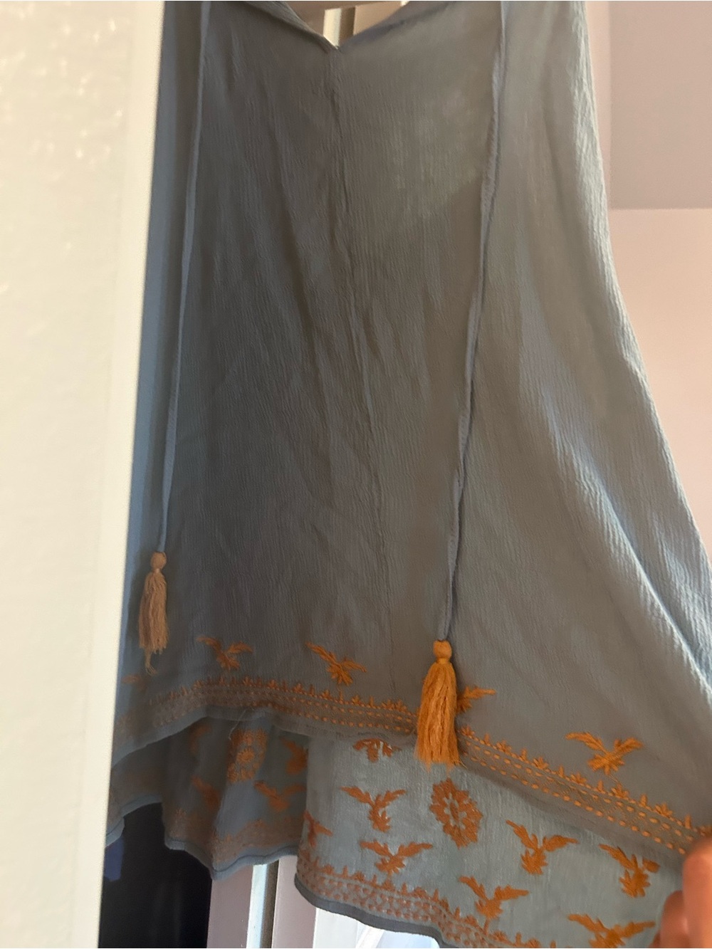 DAVI & DANI Blue High-Low Skirt with Gold Embroidery